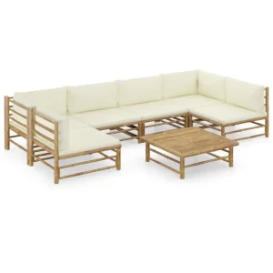 Bamboe tuin loungeset met comfortabele diepte zitting