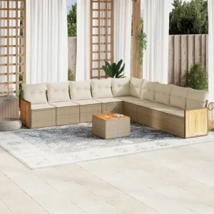 Beige loungeset met gepoedercoat staal en comfortabele afmetingen zitting