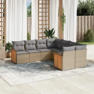 Beige loungeset met gepoedercoat staal en comfortabele afmetingen