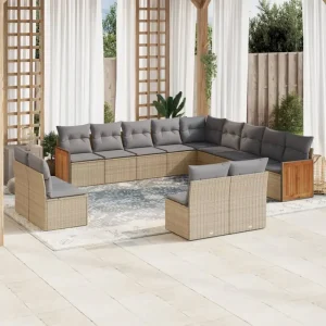 Beige loungeset met waterdichte zak en gepoedercoat staal voor buiten