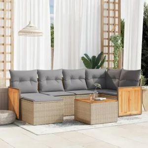 Beige loungeset van gepoedercoat staal met perfecte afmetingen voor tuin of terras
