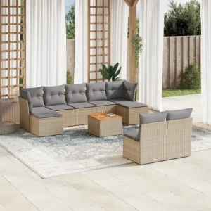 Beige loungeset van gepoedercoat staal met ruime afmetingen voor tuin en terras