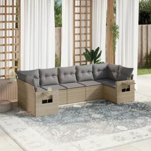 Beige loungeset van gepoedercoat staal met waterdichte tas en afmetingen