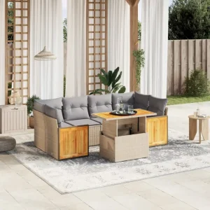 Beige materiaal loungeset met gepoedercoat staal en comfortabele afmetingen