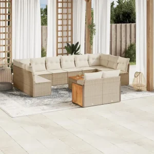 Beige materiaal loungeset met gepoedercoat staal en comfortabele afmetingen