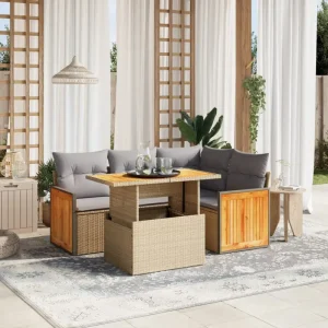 Beige materialen loungeset met gepoedercoat staal en comfortabele afmetingen
