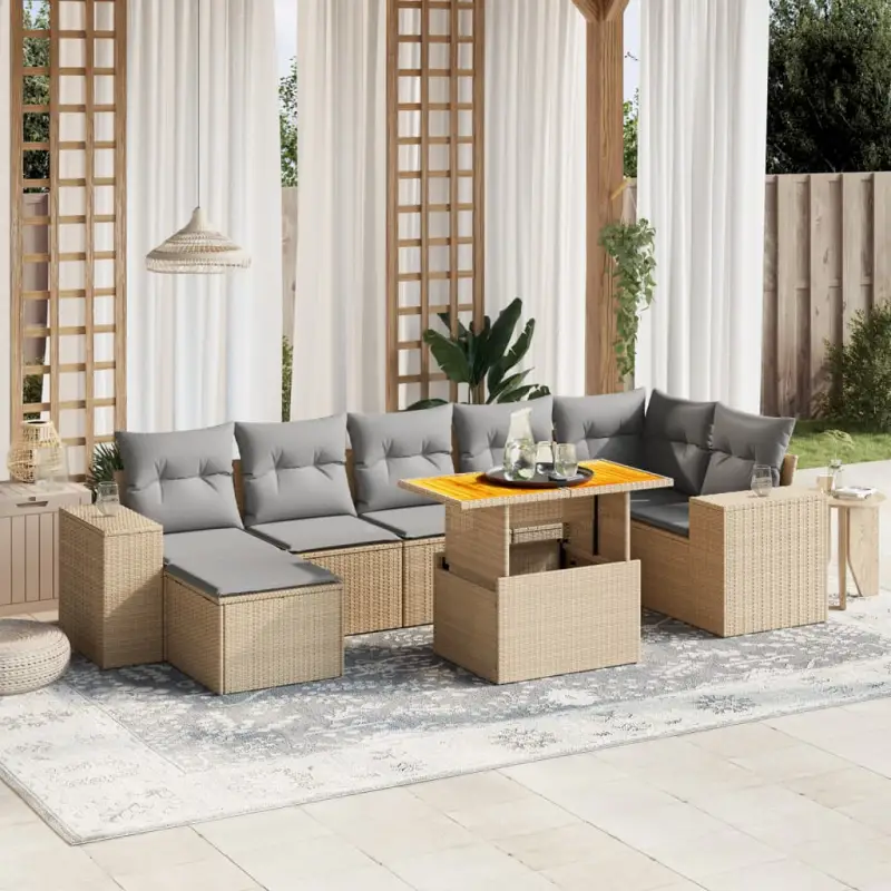 Bredeluik loungeset met beige materiaal en gepoedercoat staal - Afbeelding 7