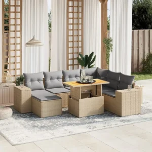 Bredeluik loungeset met beige materiaal en gepoedercoat staal