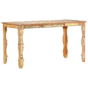 Eettafel van massief gerecycled hout met verschillende houtsoorten