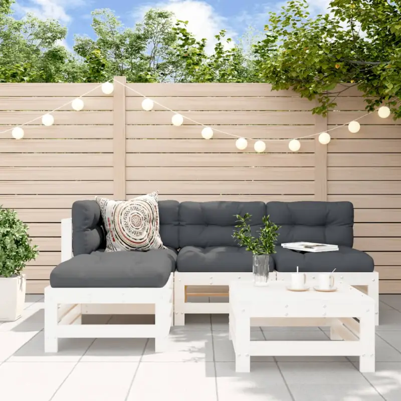 Houten loungeset met massief grenenhout en voetenbank voor tuinplezier