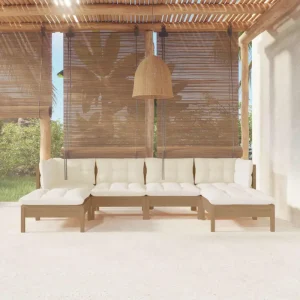 Houten tuinmeubelset met massief grenenhout en comfortabele rug en zijkussen