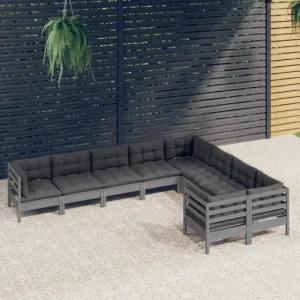 Houten tuinmeubelset met massief grenenhout en rugzijkussen