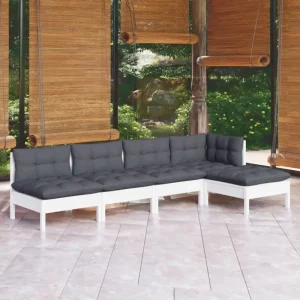 Houten tuinmeubelset van massief grenenhout met comfortabele rug zijkussen