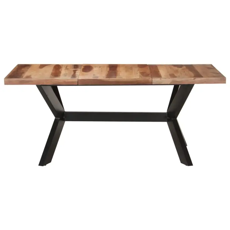 Industriële eettafel van massief acaciahout met honingkleurige afwerking - Afbeelding 3