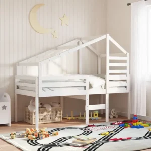 Kinderbedhuisje met open zijdeur van massief grenenhout
