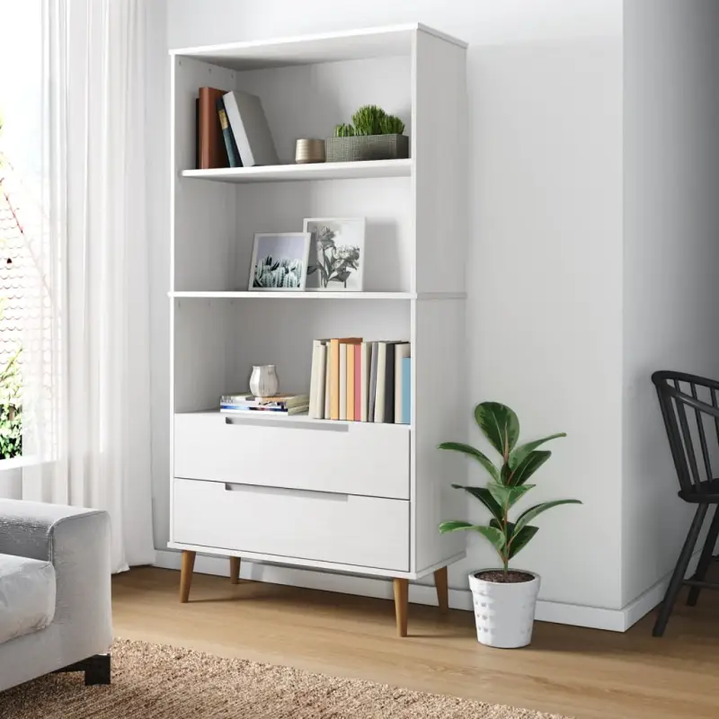 Klassieke boekenkast van massief grenenhout met Scandinavisch ontwerp - Afbeelding 2