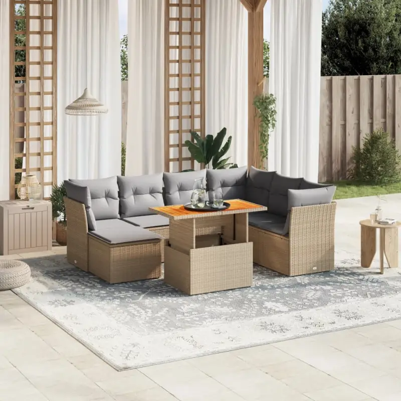 Lounge tuinset met beige materiaal en gepoedercoat staal Afmetingen - Afbeelding 5