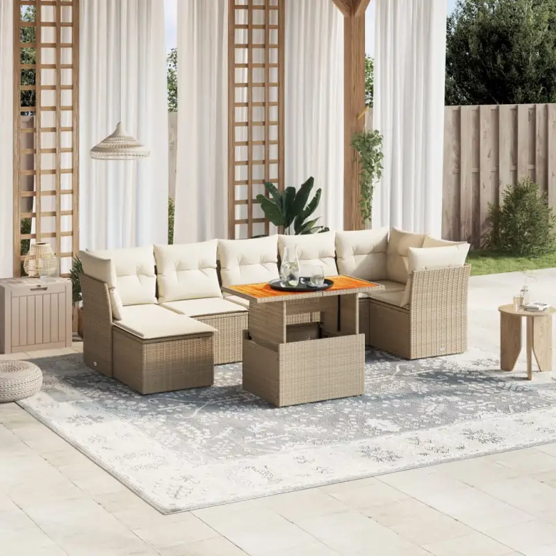 Lounge tuinset met beige materiaal en gepoedercoat staal Afmetingen - Afbeelding 8