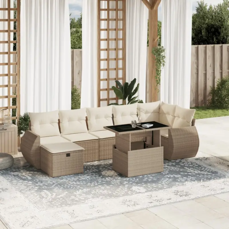 Lounge Tuinset van Beige Materiaal en Gepoedercoat Staal - Afbeelding 2