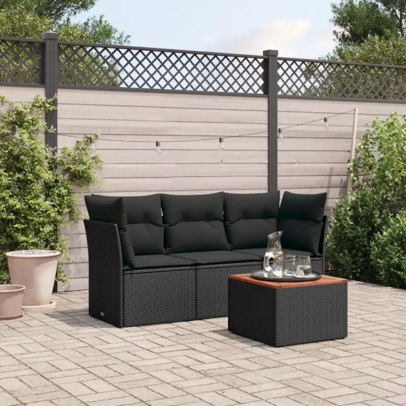 Lounge tuinset van zwart materiaal en gepoedercoat staal met comfortabele afmetingen