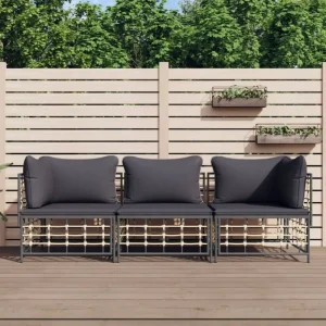 Loungebank in poly rattan en antraciet materiaal voor buitenplezier