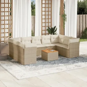 Loungebank set in beige materiaal met waterdichte tas en gepoedercoat staal