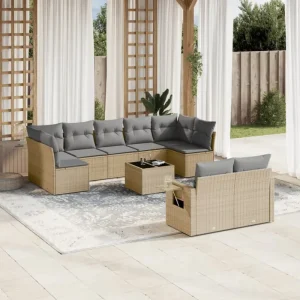 Loungebank van beige materiaal en gepoedercoat staal voor tuin of terras