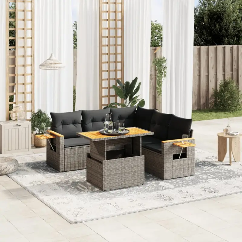 Loungebank voor buiten met grijs materiaal en gepoedercoat staal