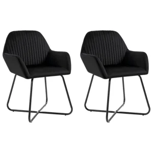 Set van 2 eetkamerstoelen met gepoedercoat stalen poten en fluweel