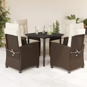 Tuinset met poly rattan en gemakkelijk schoon gehard glas