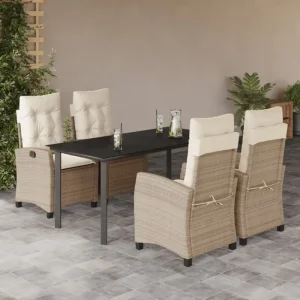 Tuinset met poly rattan en gemakkelijk schoon glazen tafelblad