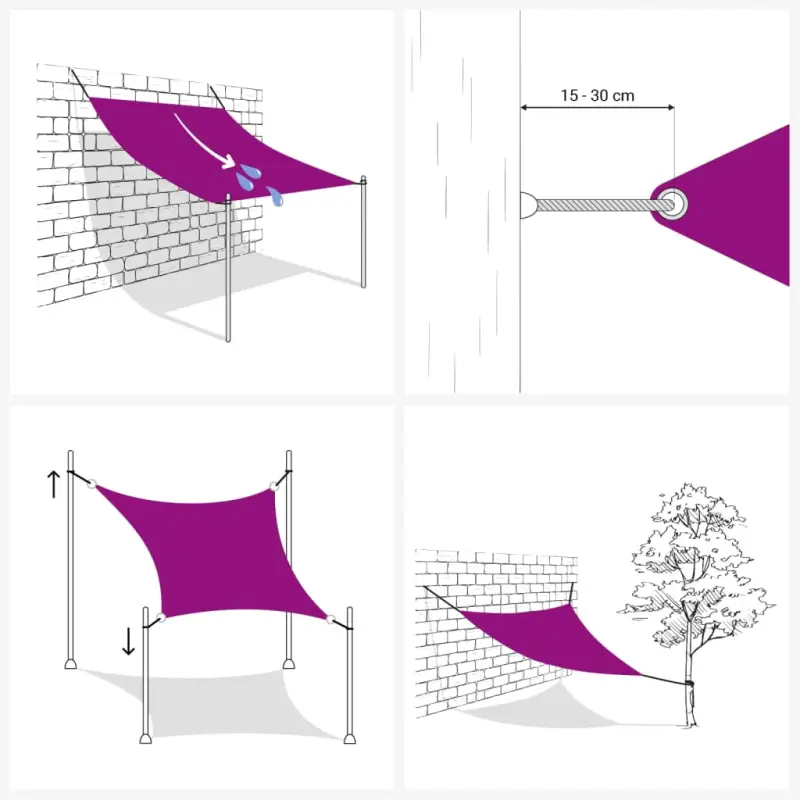 Zonnescherm met roestvrijstalen bevestigingsmiddelen voor tuin en terras - Afbeelding 5