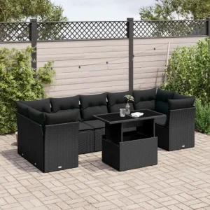 Zwart materiaal loungeset van gepoedercoat staal voor je tuin of terras