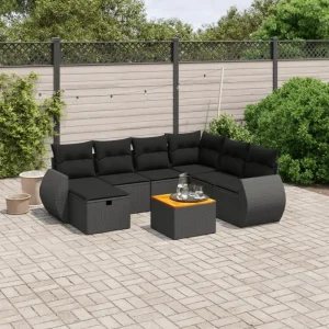 Zwart materiaal tuinset met gepoedercoat staal en afmetingen