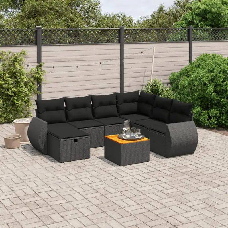 Zwart materiaal tuinset met gepoedercoat staal en afmetingen