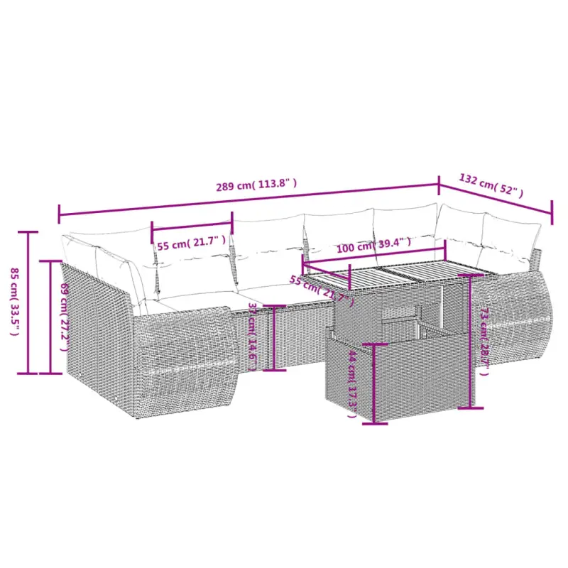 Zwarte loungeset in gepoedercoat staal met perfecte afmetingen voor tuin - Afbeelding 4