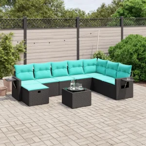 Zwarte loungeset van gepoedercoat staal voor tuin en terras