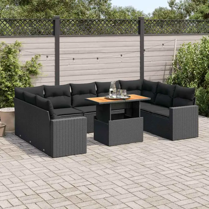 Zwarte loungeset van gepoedercoat staal voor tuin en terras - Afbeelding 8
