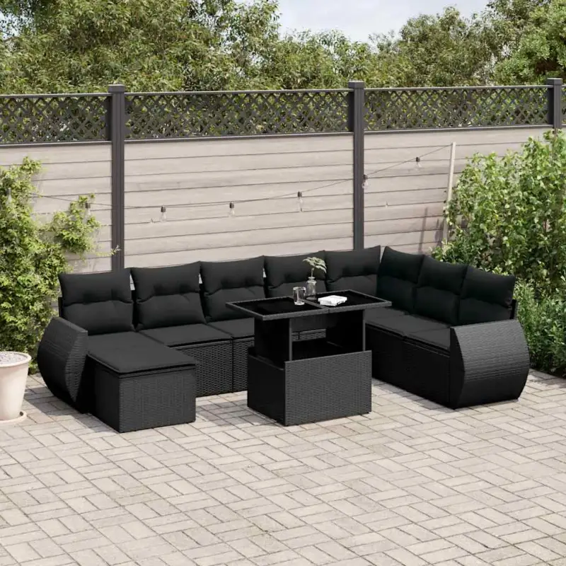 Zwarte tuinset van gepoedercoat staal met comfortabele afmetingen